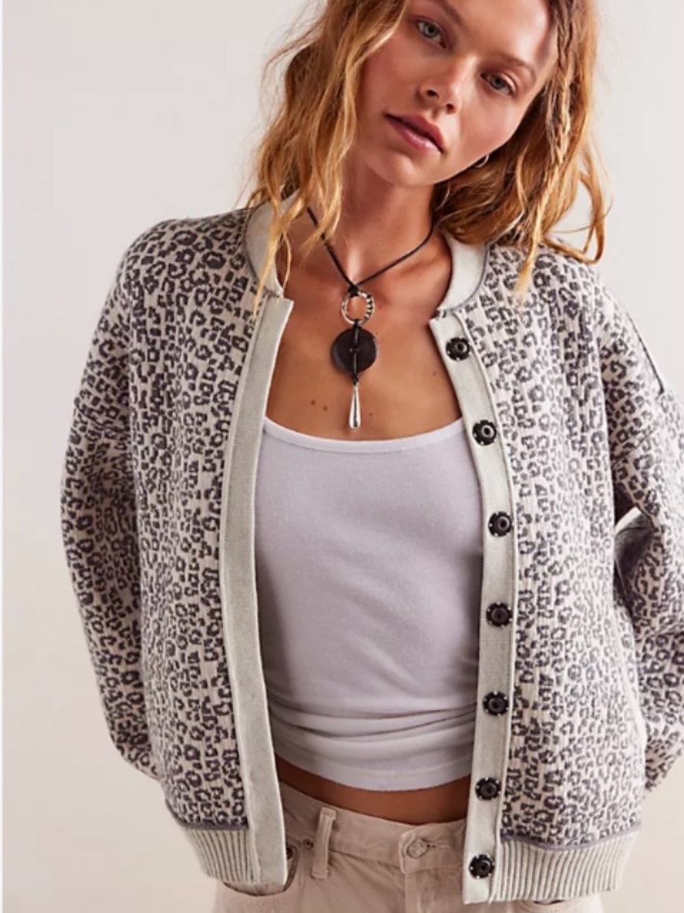 Free People We The Free Cheetah Cardi Size S